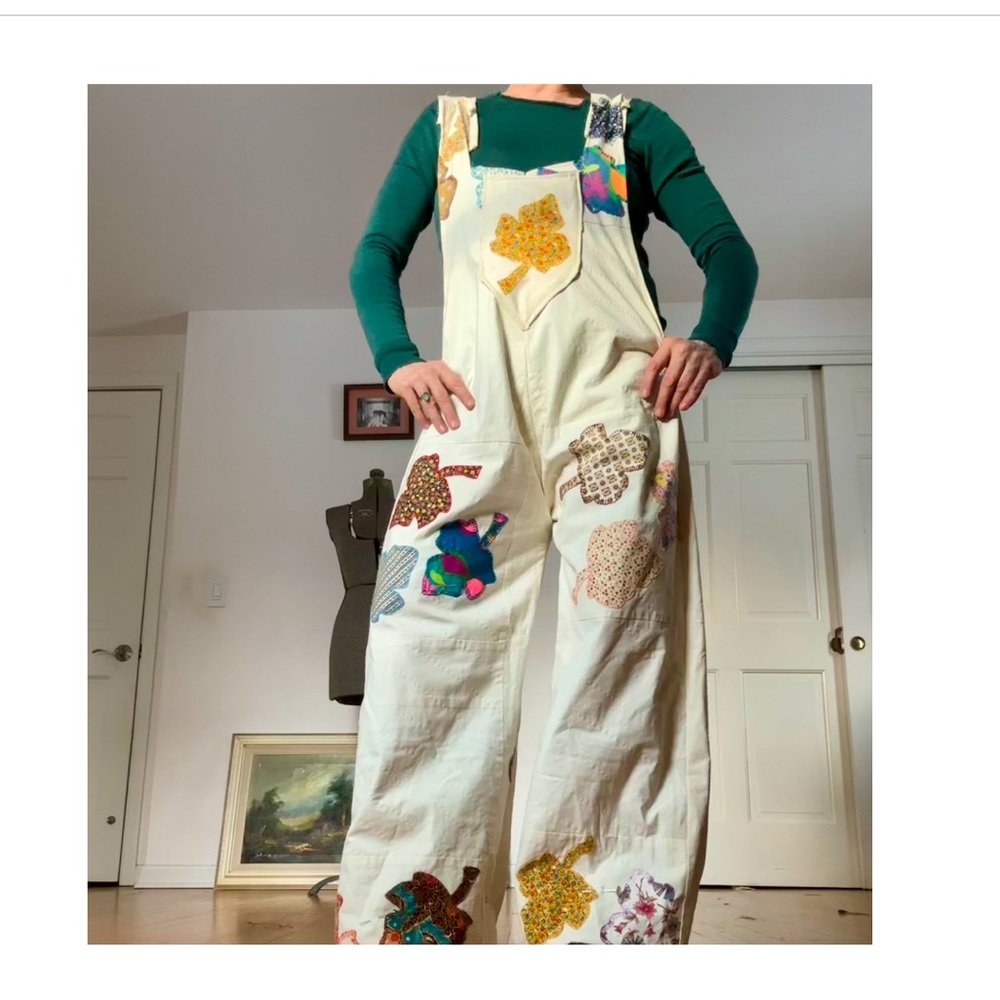 One-of-a-kind wide leg bibs/overalls